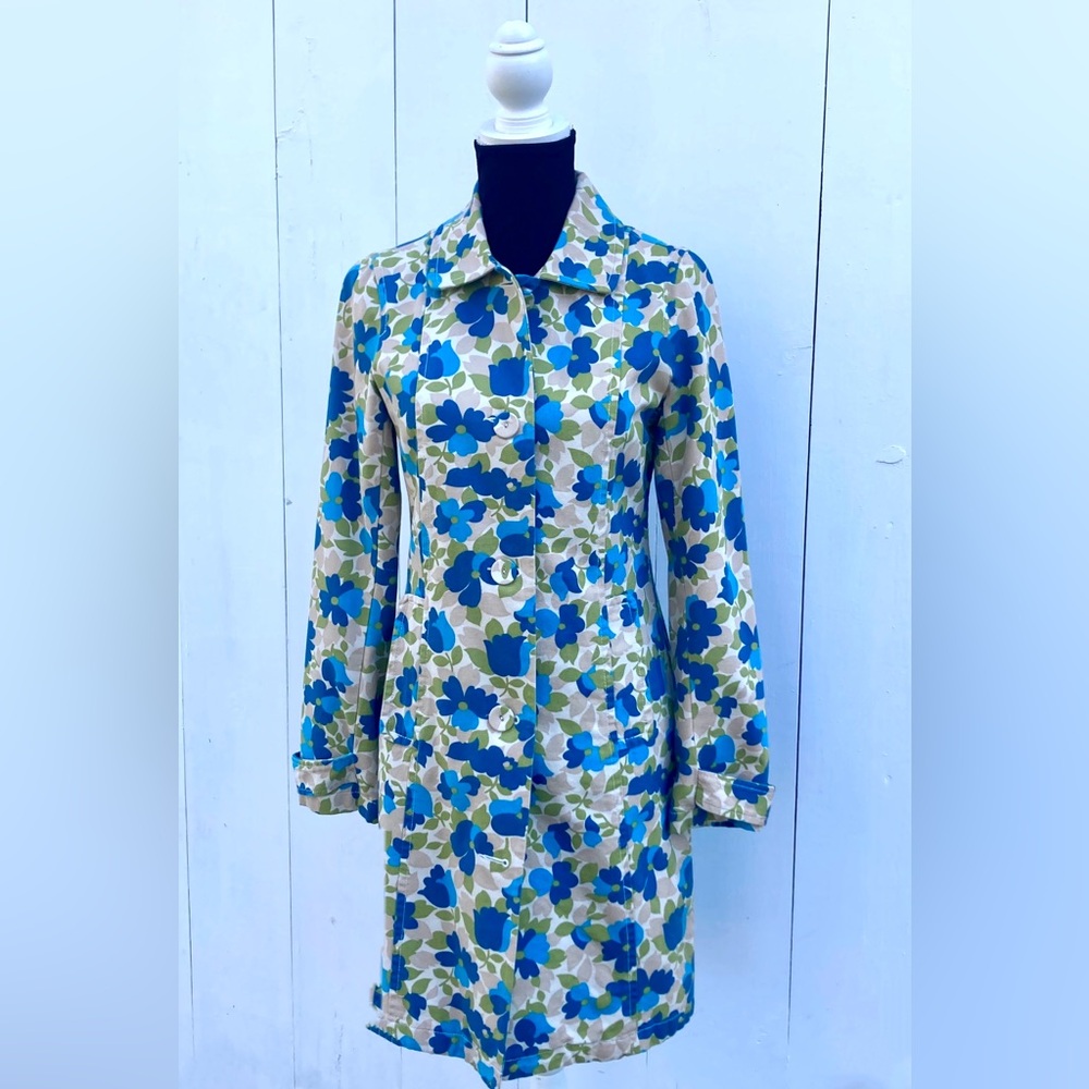 Retro Style Old Navy Floral Trench Coat, size S